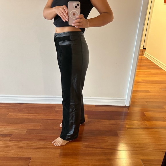 Black genuine Suede and leather Hight waisted Marie Claire pants size 9 - Picture 12 of 13